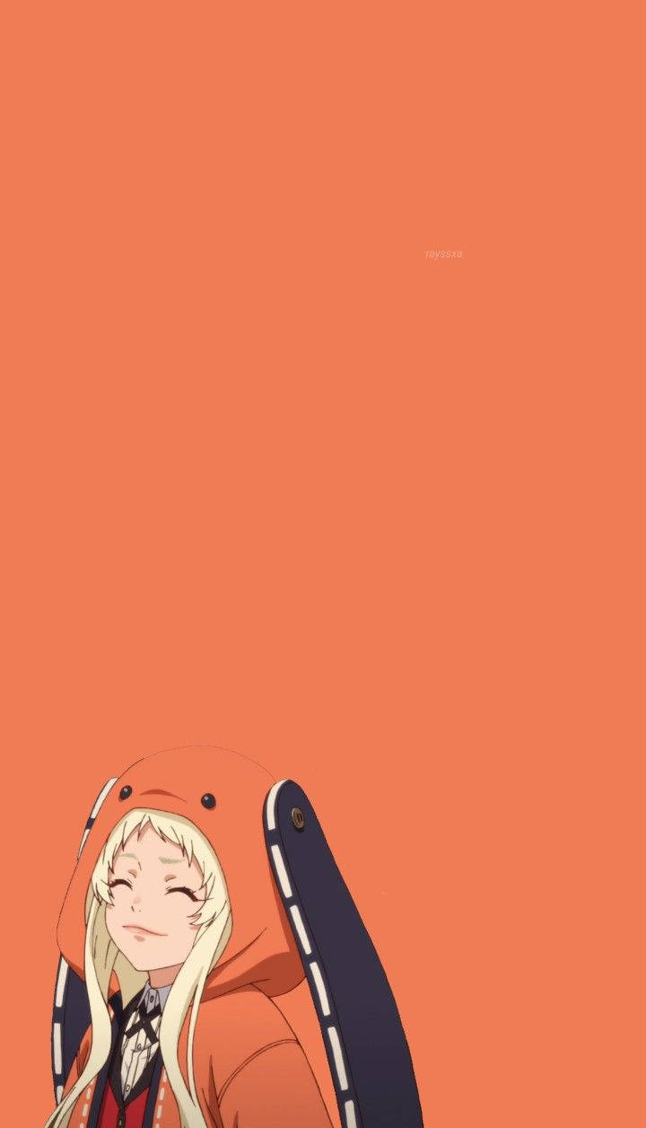 Anime Kakegurui Runa Orange Background Wallpaper