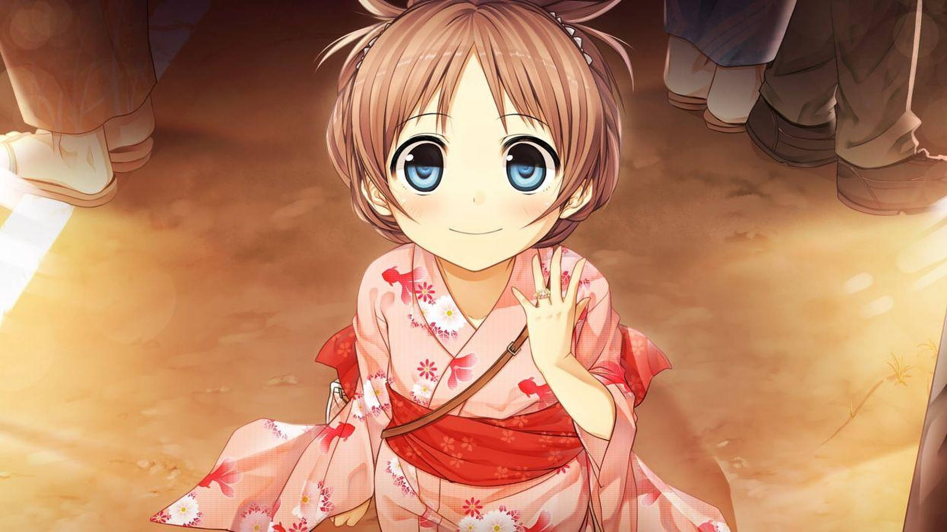 Anime Kid In Red Kimono Wallpaper