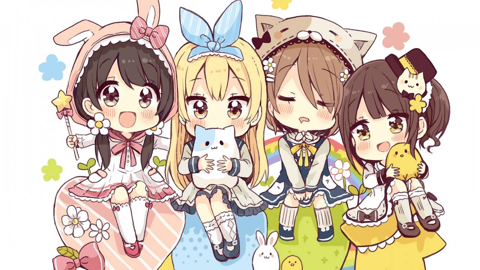 Anime Kids Colorful Dresses Wallpaper