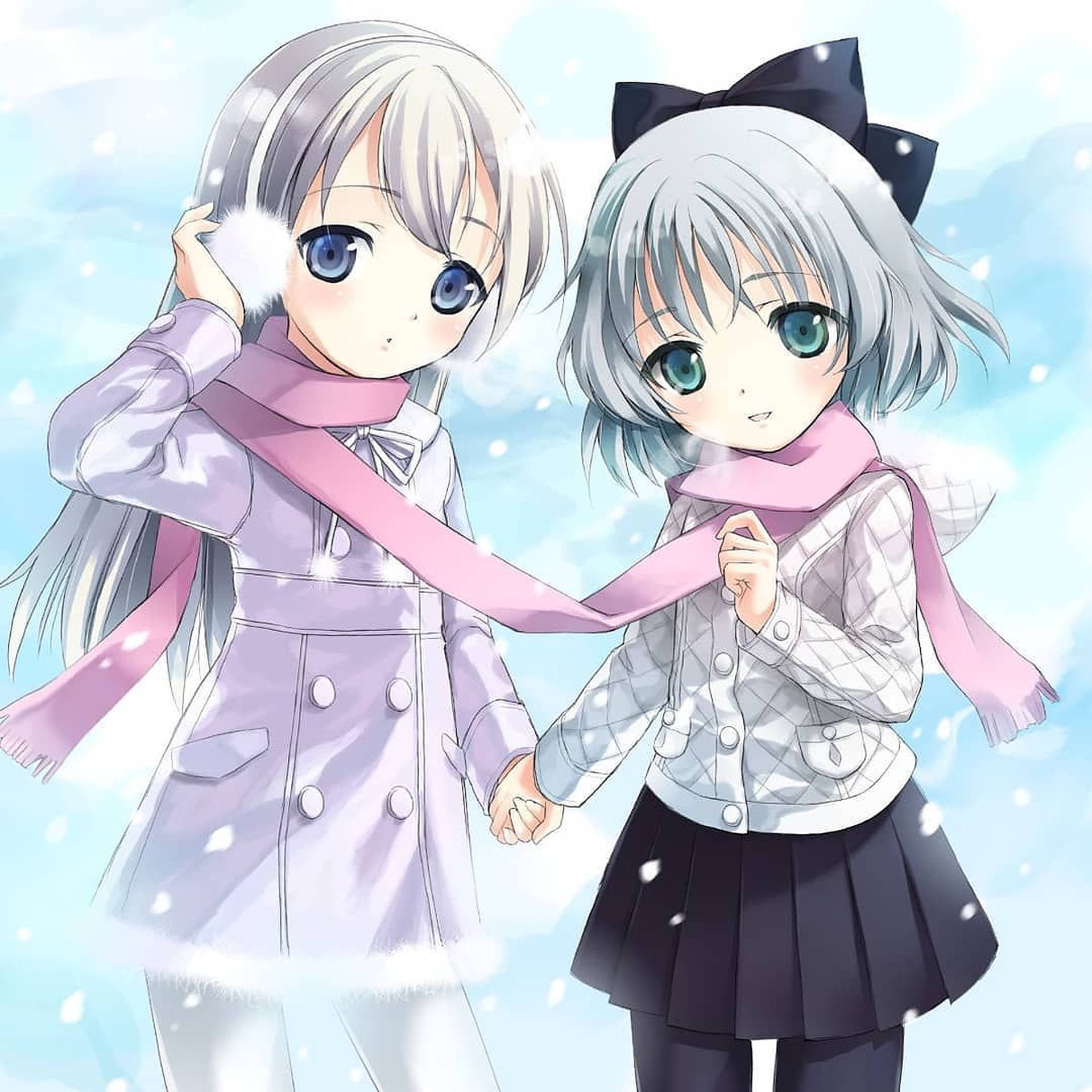 Download Anime Kids Winter Clothes Wallpaper 
