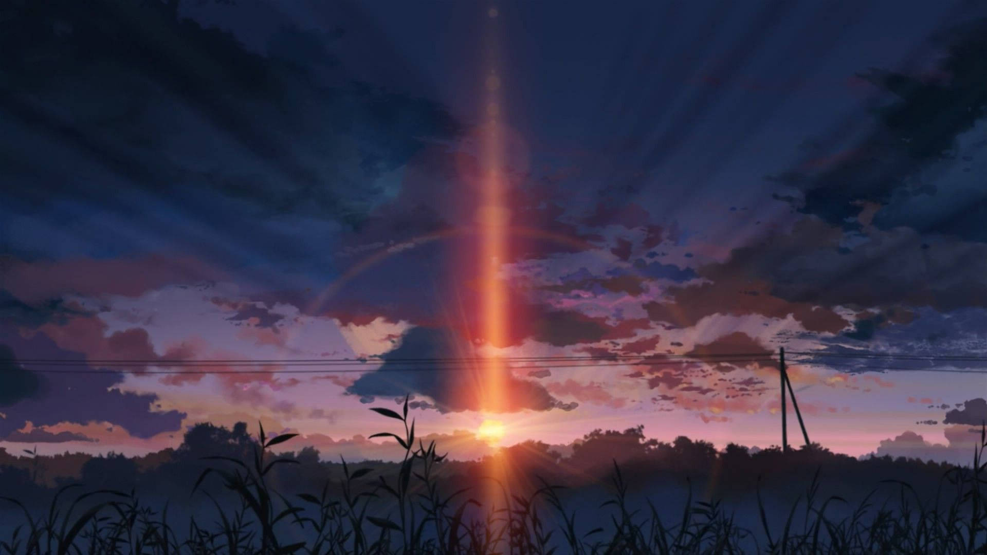 Anime Landscape Dark Sunset Wallpaper
