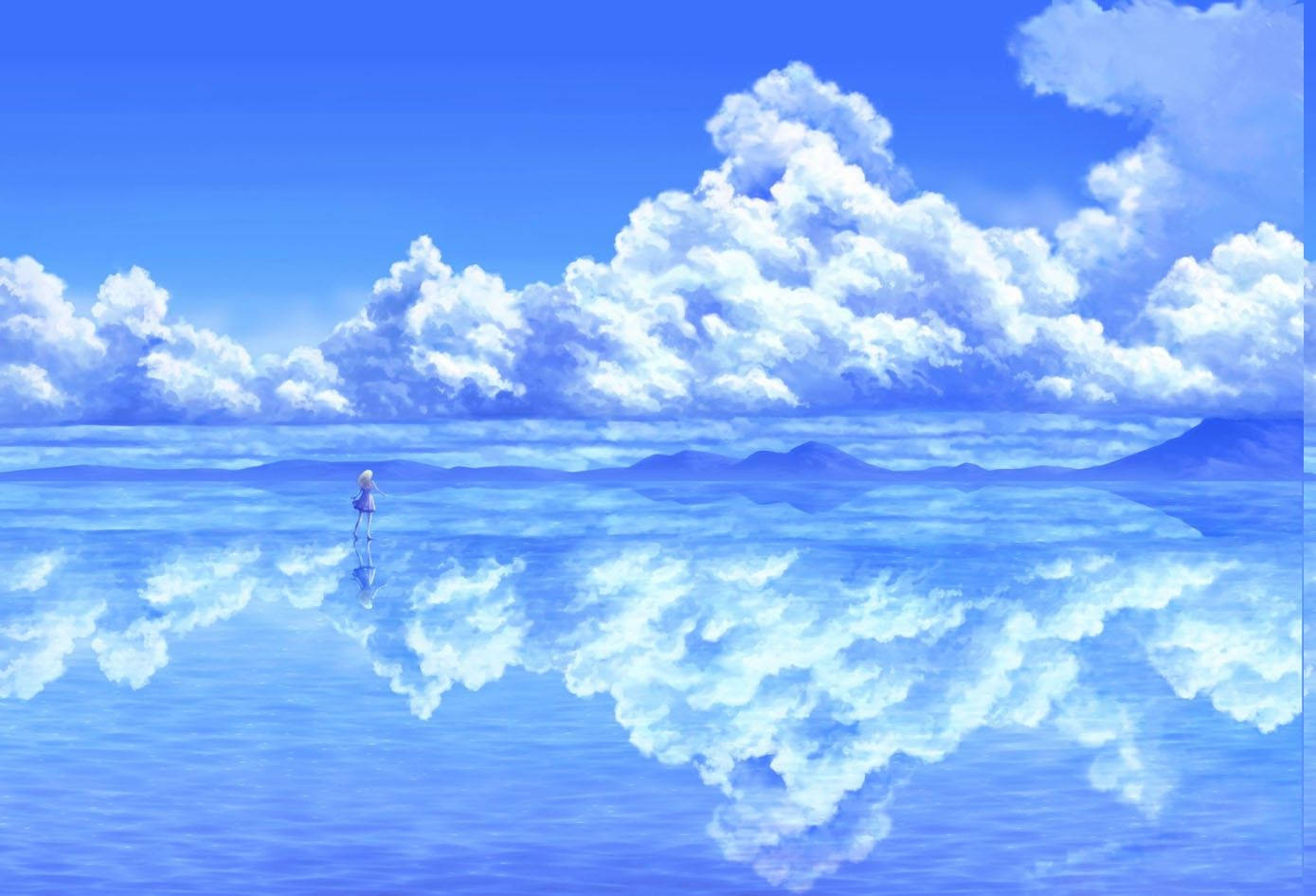 Anime Landscape Sea Of Clouds Wallpaper