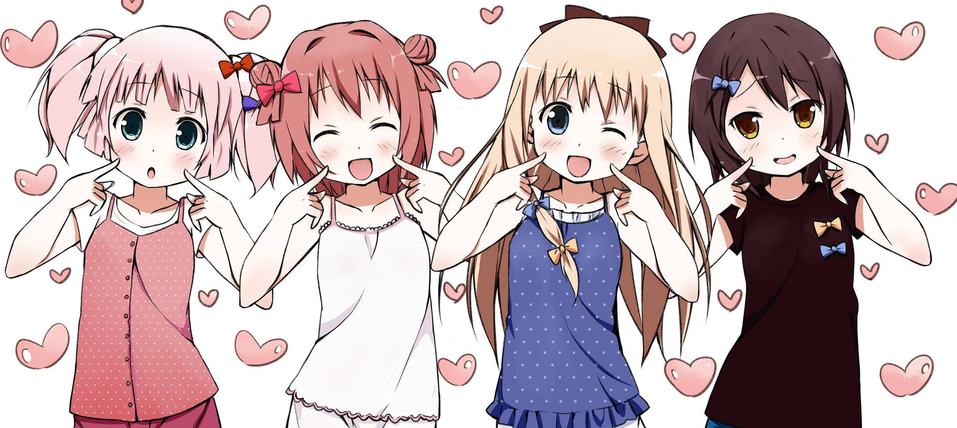 Anime Lesbian Pink Hearts Wallpaper