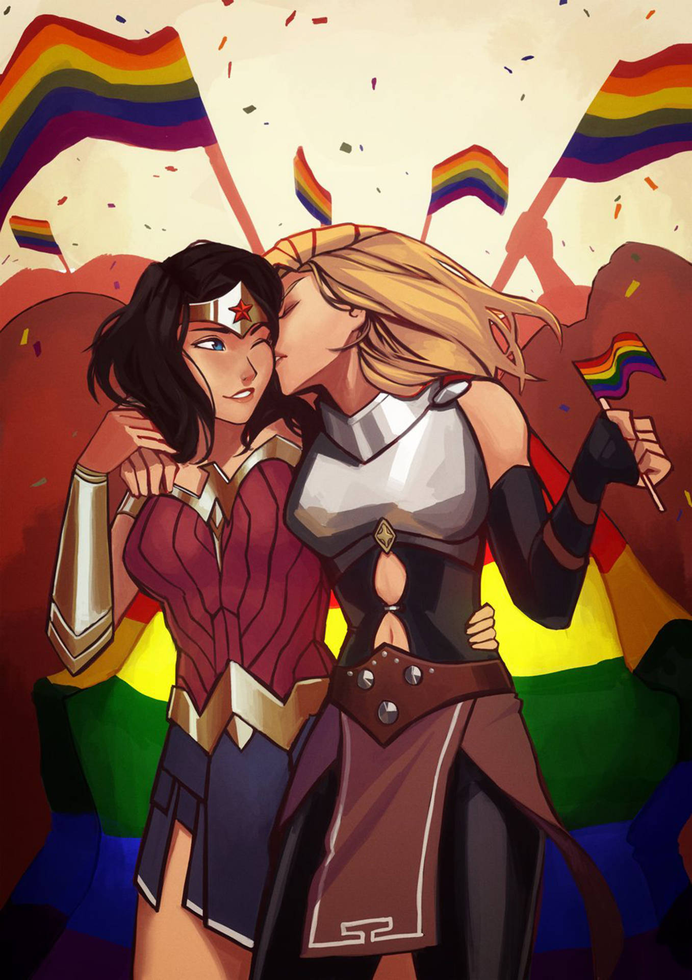 Anime Lesbian Superheroes Background