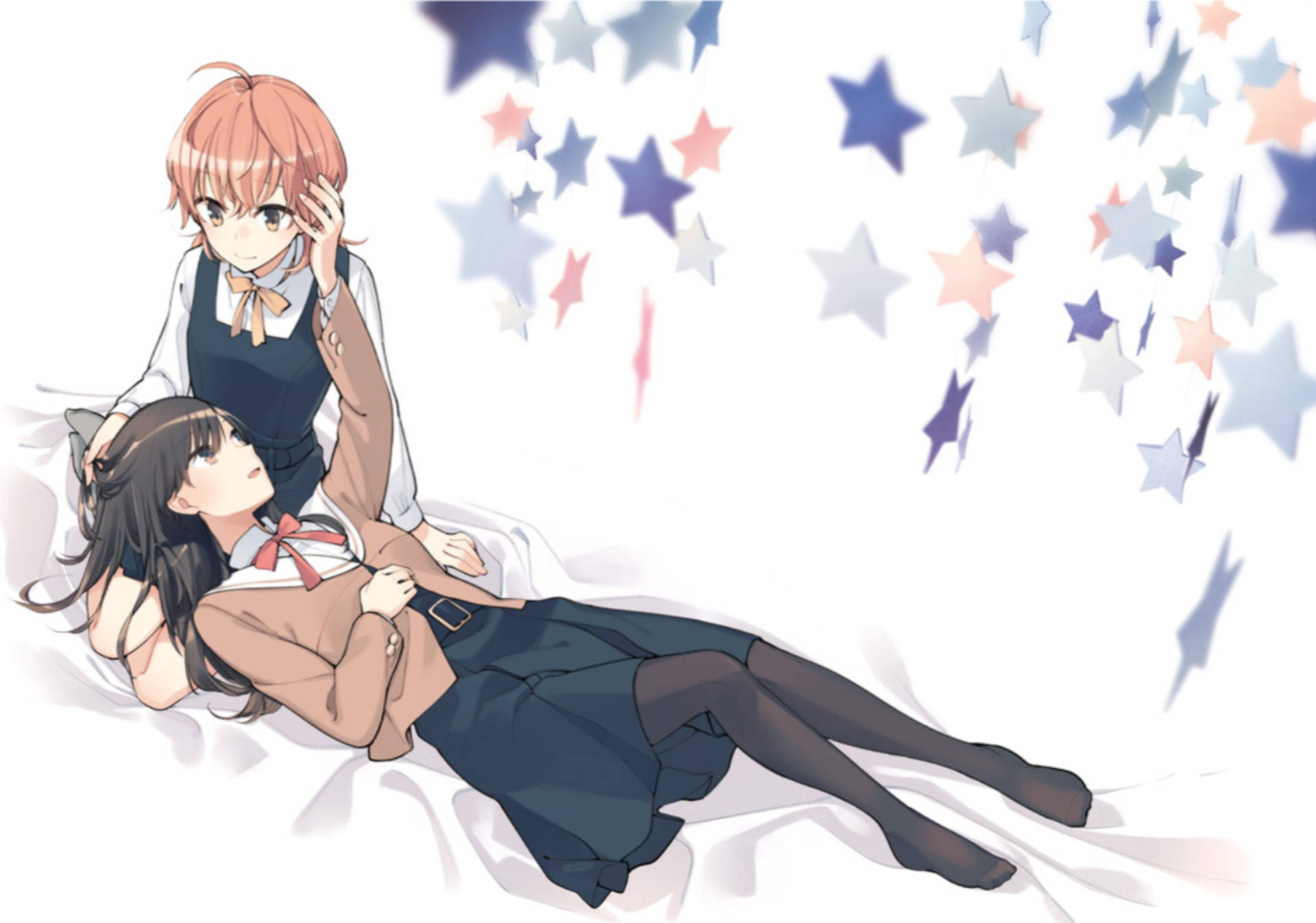 Anime Lesbians Starry Art Background