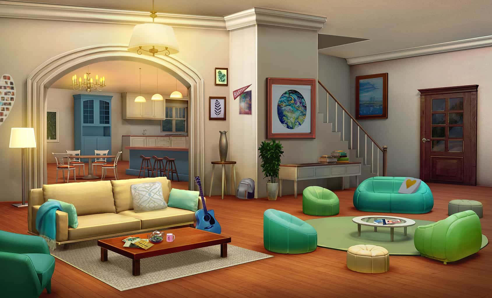 100+] Anime Living Room Background s 
