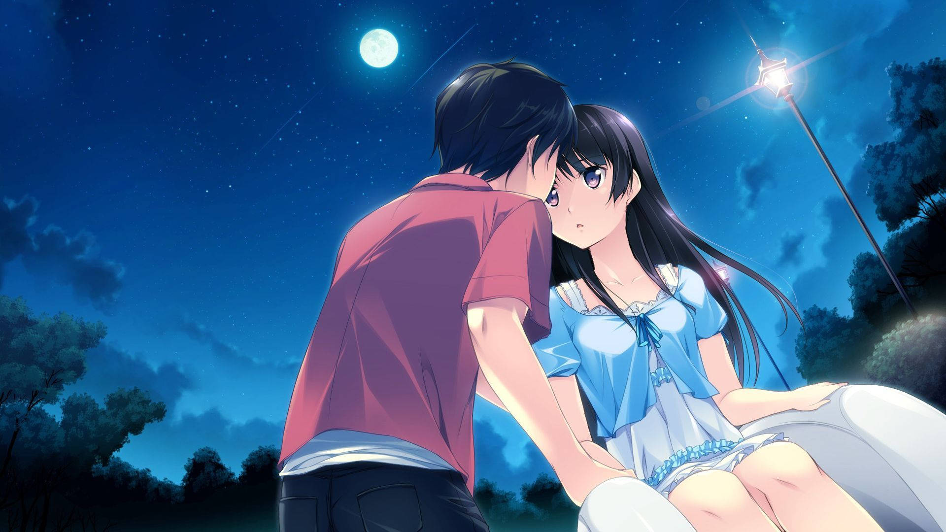 Anime Love City Night Lights Background