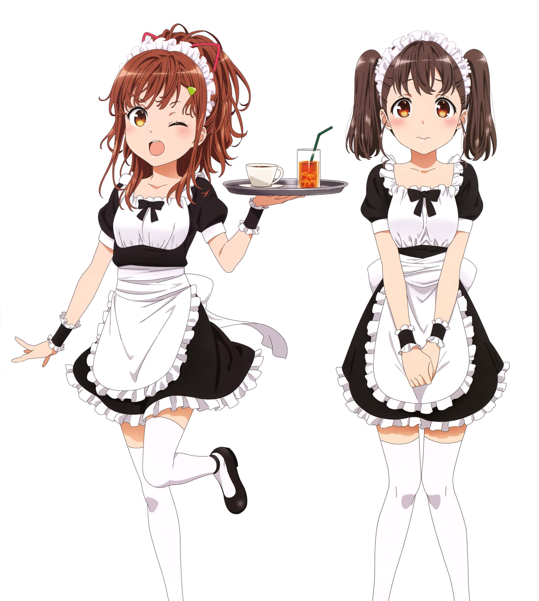 Download Anime Maid Cafe Server Girls Wallpaper | Wallpapers.com