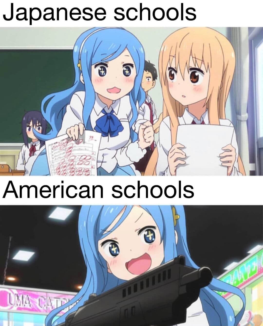 Anime Meme Pfp Japanese And American Schools Background