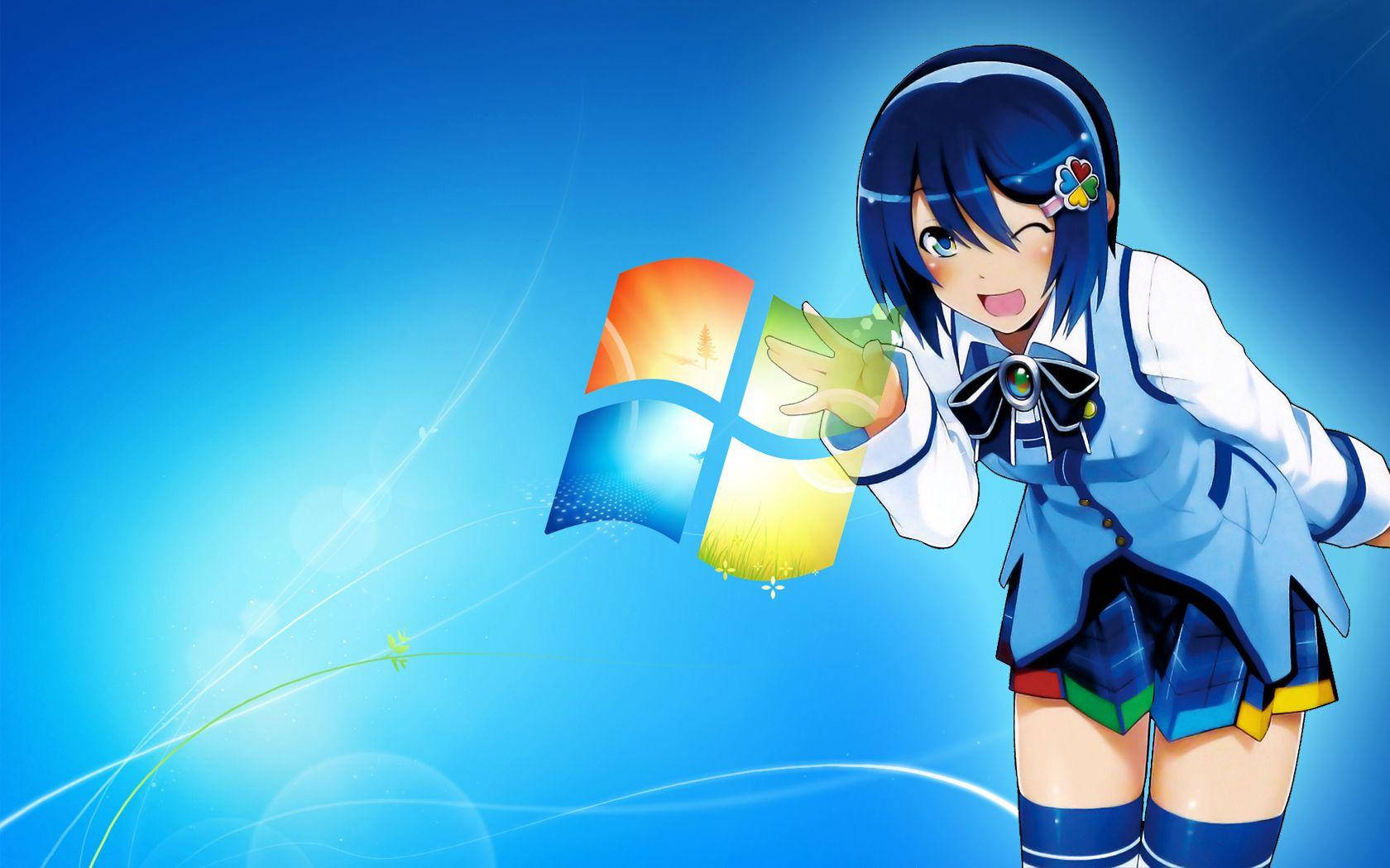 Anime Meme Pfp Microsoft Blue Girl Background