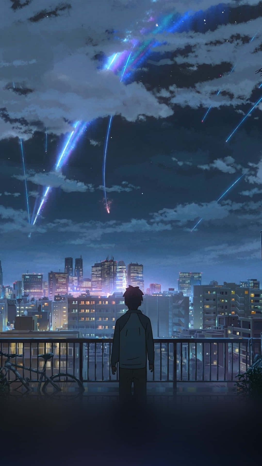 Anime Meteor Shower Night Sky Wallpaper