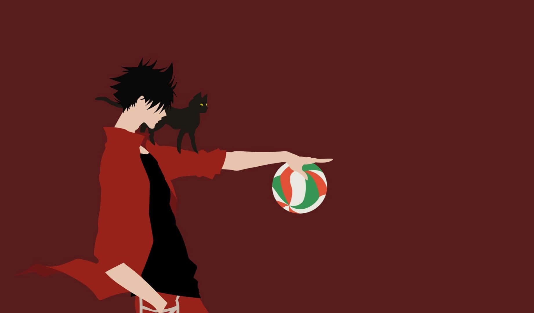 Animeminimalistisk Tetsurō Kuroo Med En Volleyboll I Handen. Wallpaper