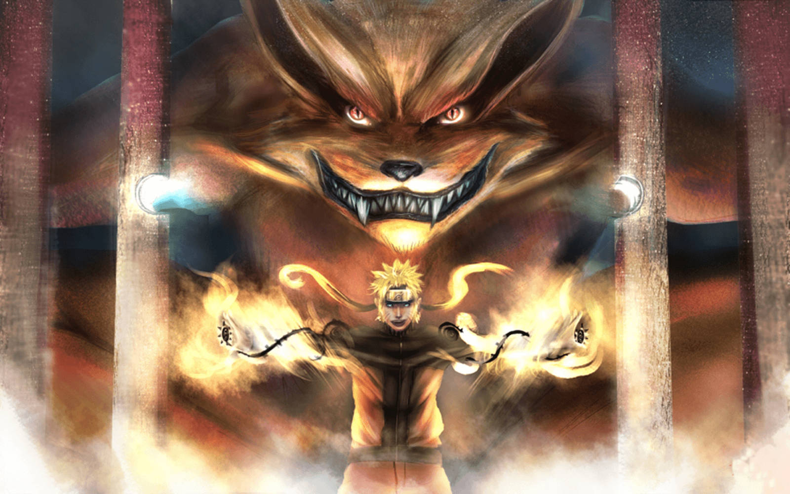 Anime Naruto And Nine Tailed Beast Kurama Background