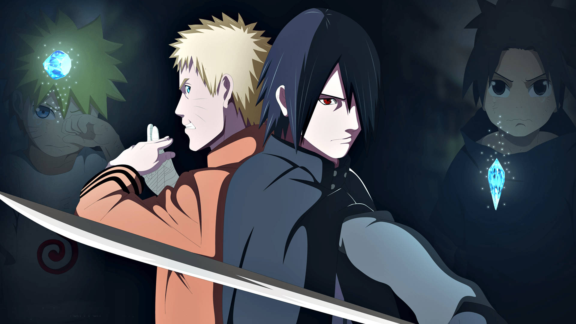 Anime Naruto And Sasuke Fighting Together Wallpaper