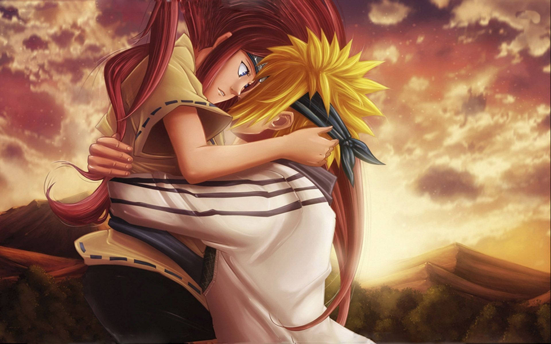 Anime Naruto Hugging Sakura Haruno Background
