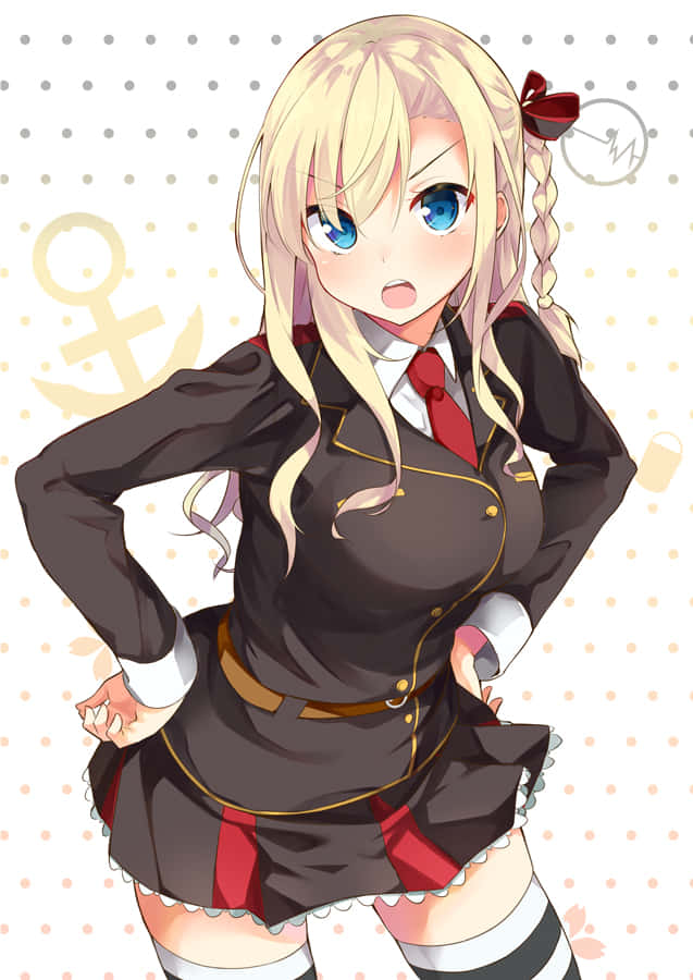 Anime Naval Officer Girl Illustration Wallpaper