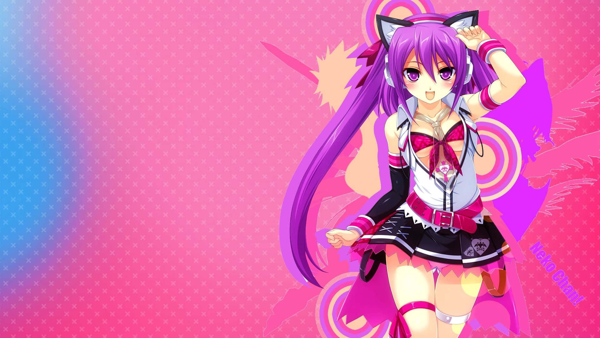 Anime Neko Girl Purple Hair Wallpaper