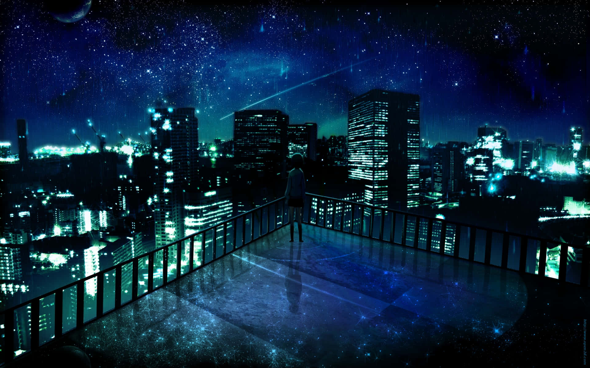 Desktop Wallpaper Art, Landscape, Night, Anime Girl, Original, Hd Image,  Picture, Background, Af80c1