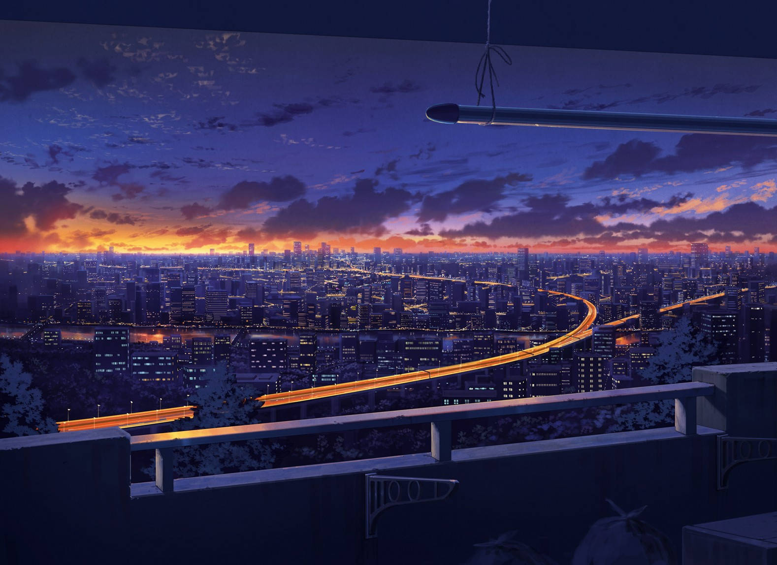 Anime Natt Stad 1578 X 1148 Wallpaper
