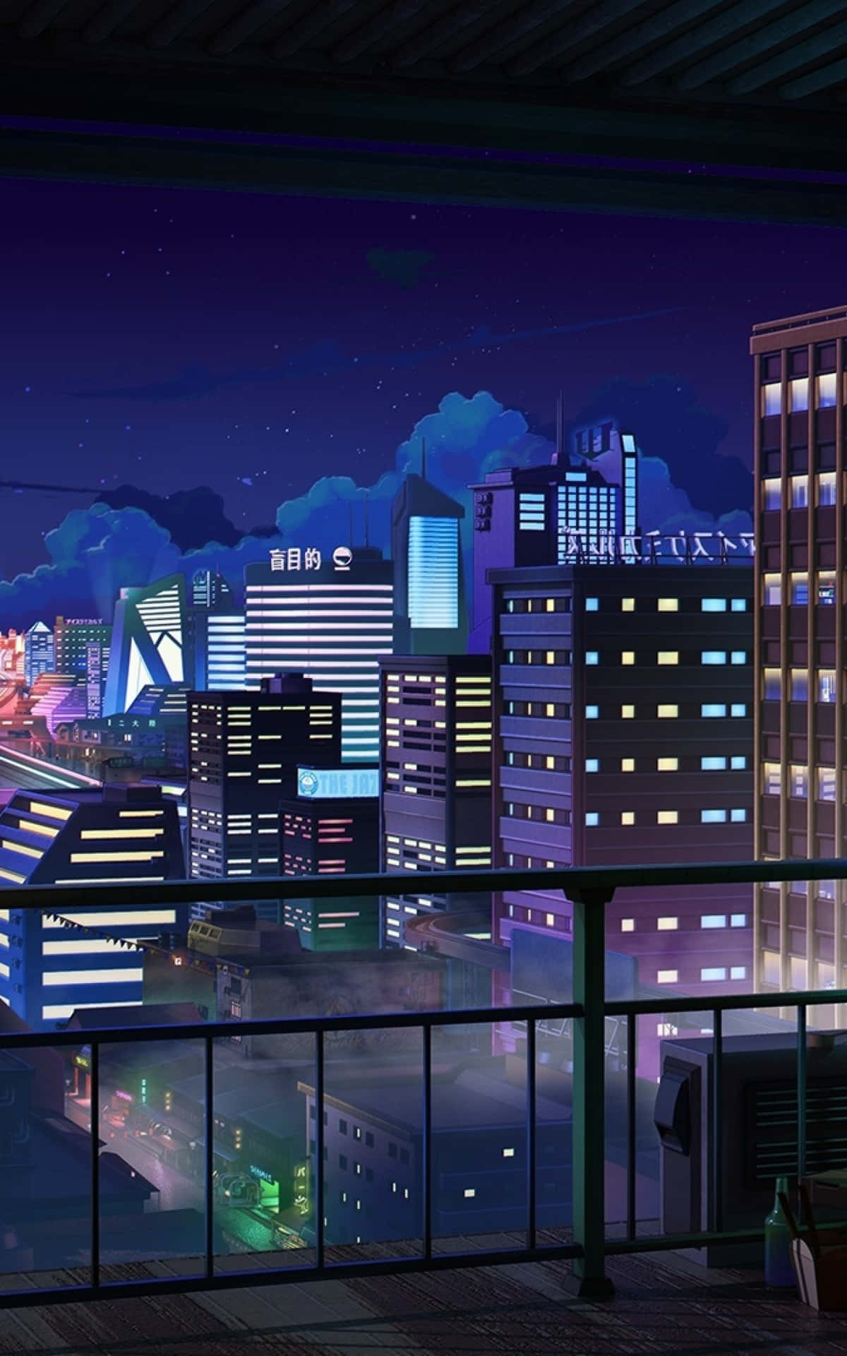 Edificiosde La Ciudad Nocturna De Anime. Fondo de pantalla