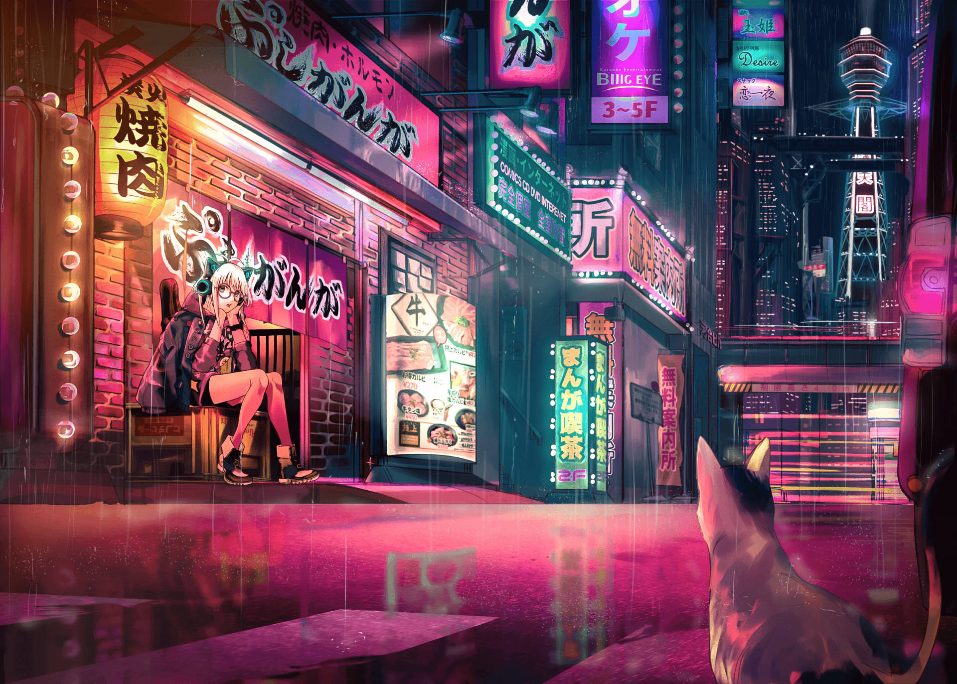 Gördig Färdig För Resan Genom Den Majestätiska Anime Night City. Wallpaper