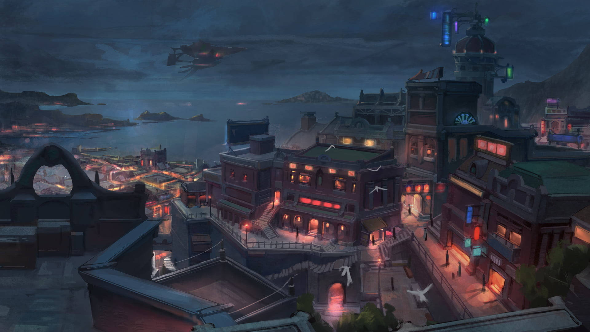The Majestic Anime Night City Wallpaper