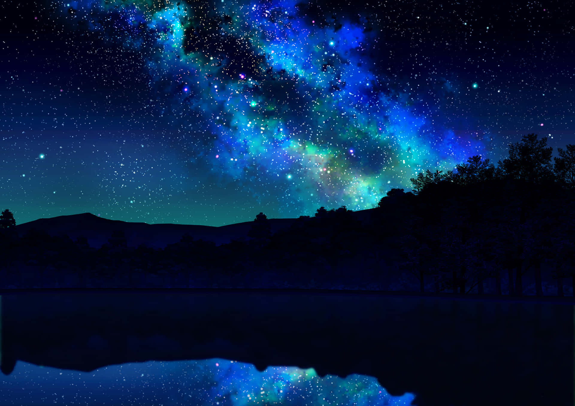 A Magical World Awaits with Anime Night Scenery Wallpaper