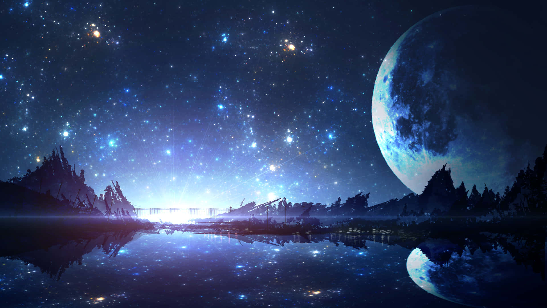 Anime Night Moonlight Wallpaper
