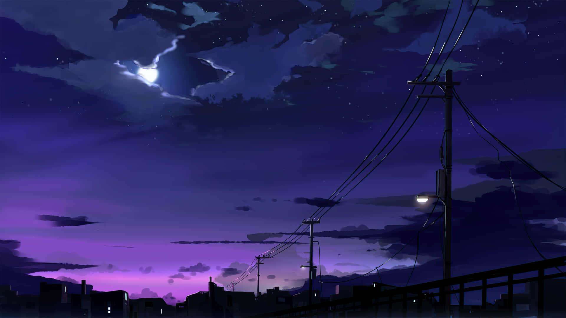 Anime night landscape stars HD wallpaper  Wallpaper Flare