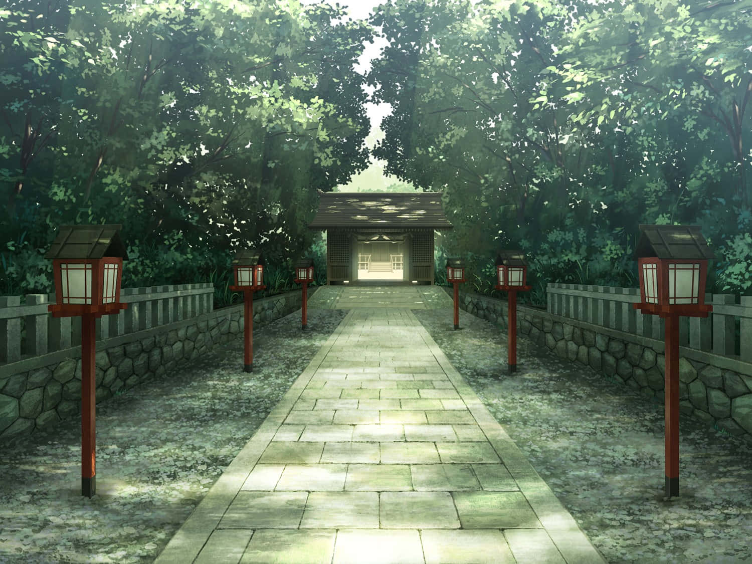 Animepark Laternen Schrein Hintergrund