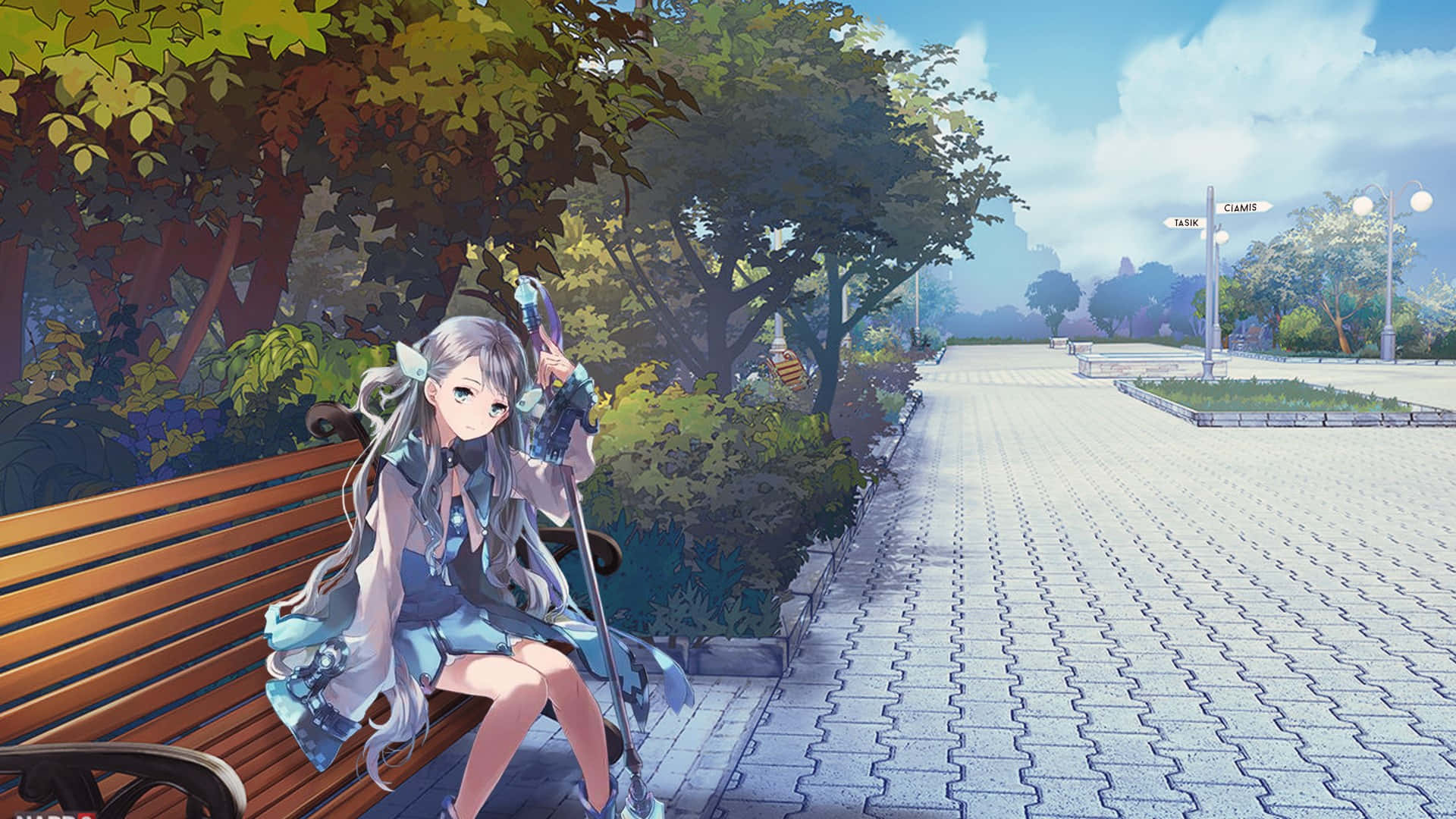 Anime Park Girl Spear Background