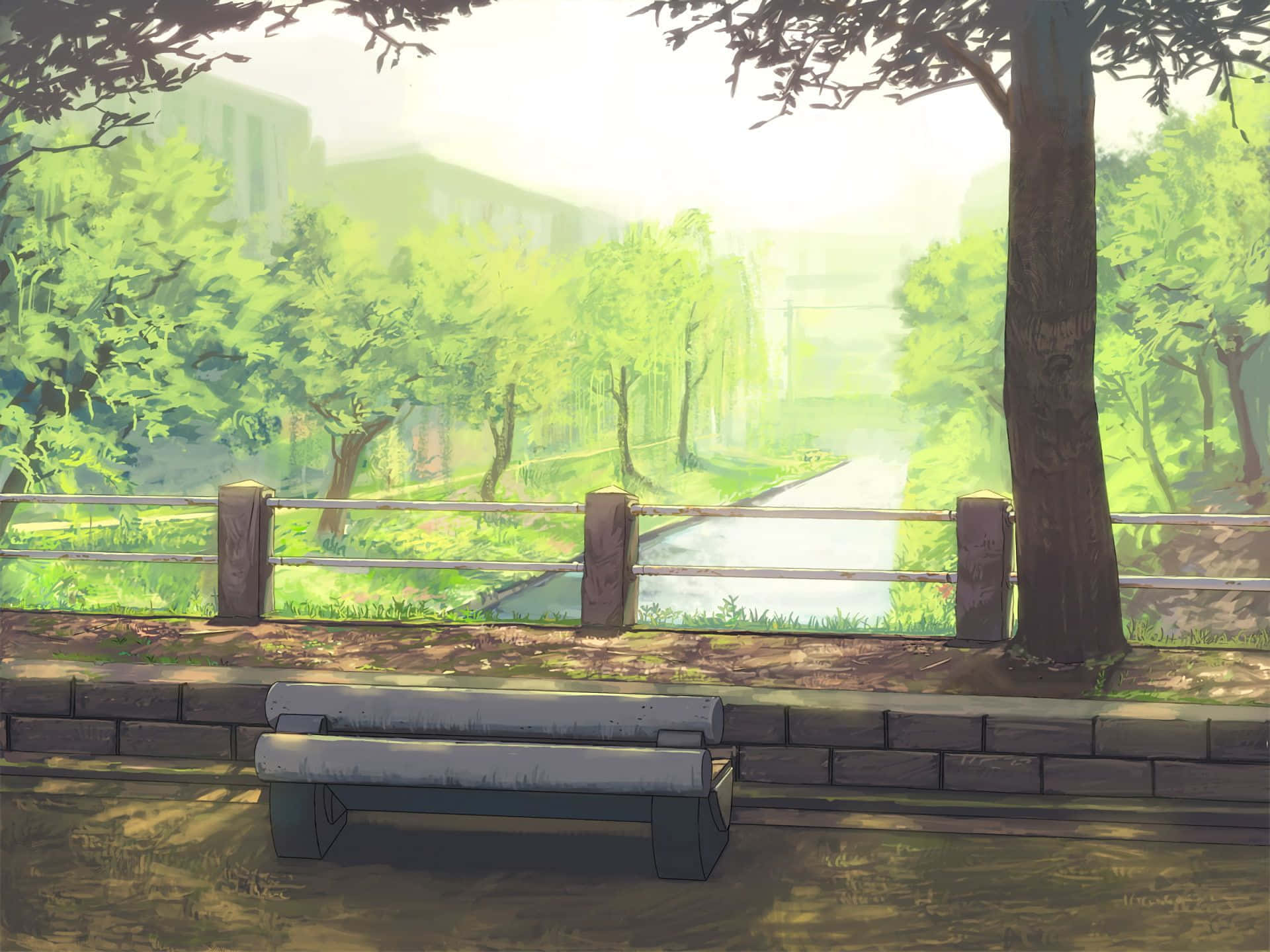 Anime Park Stone Canal Background