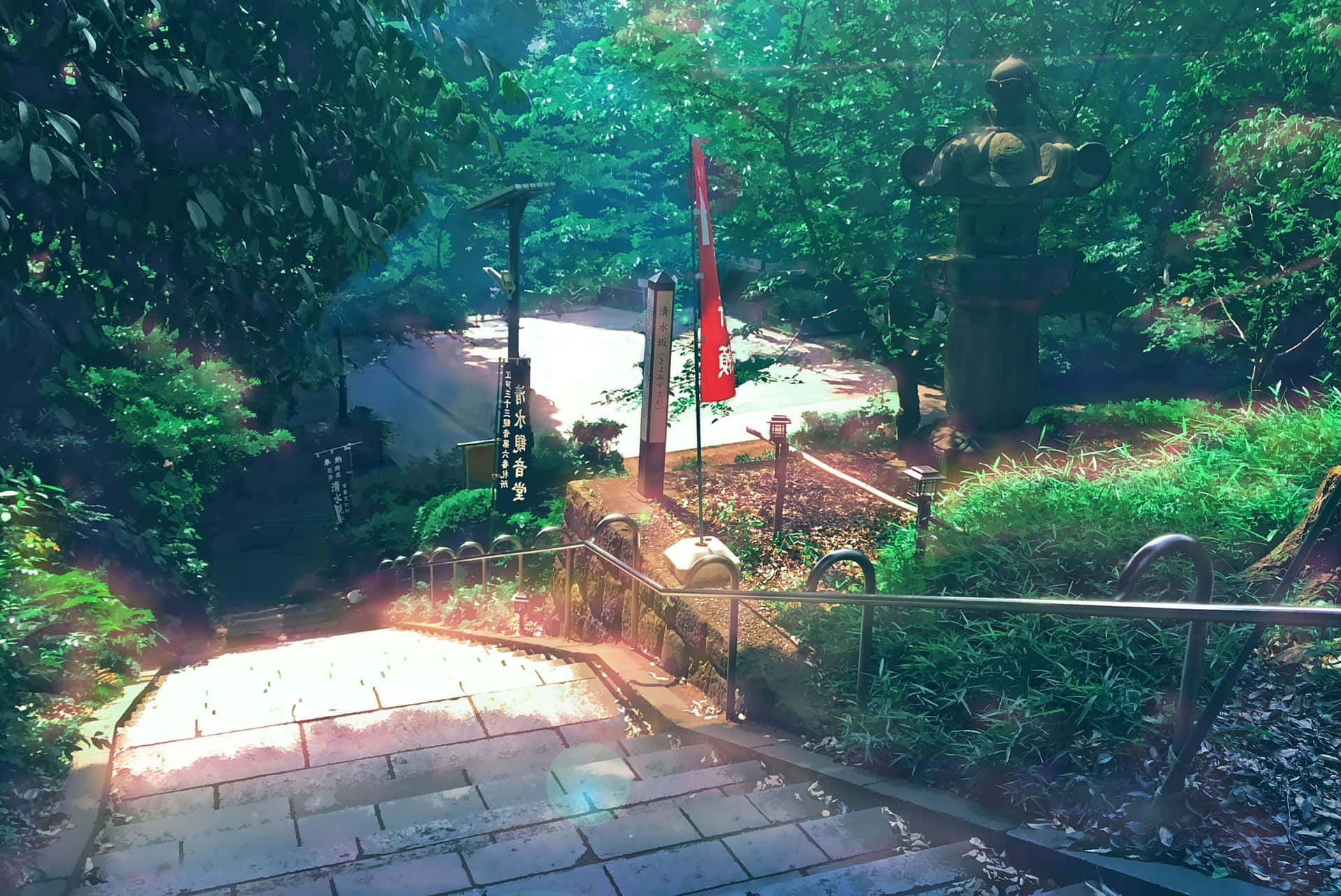 Fundode Tela De Escadas Do Parque De Anime No Japão.
