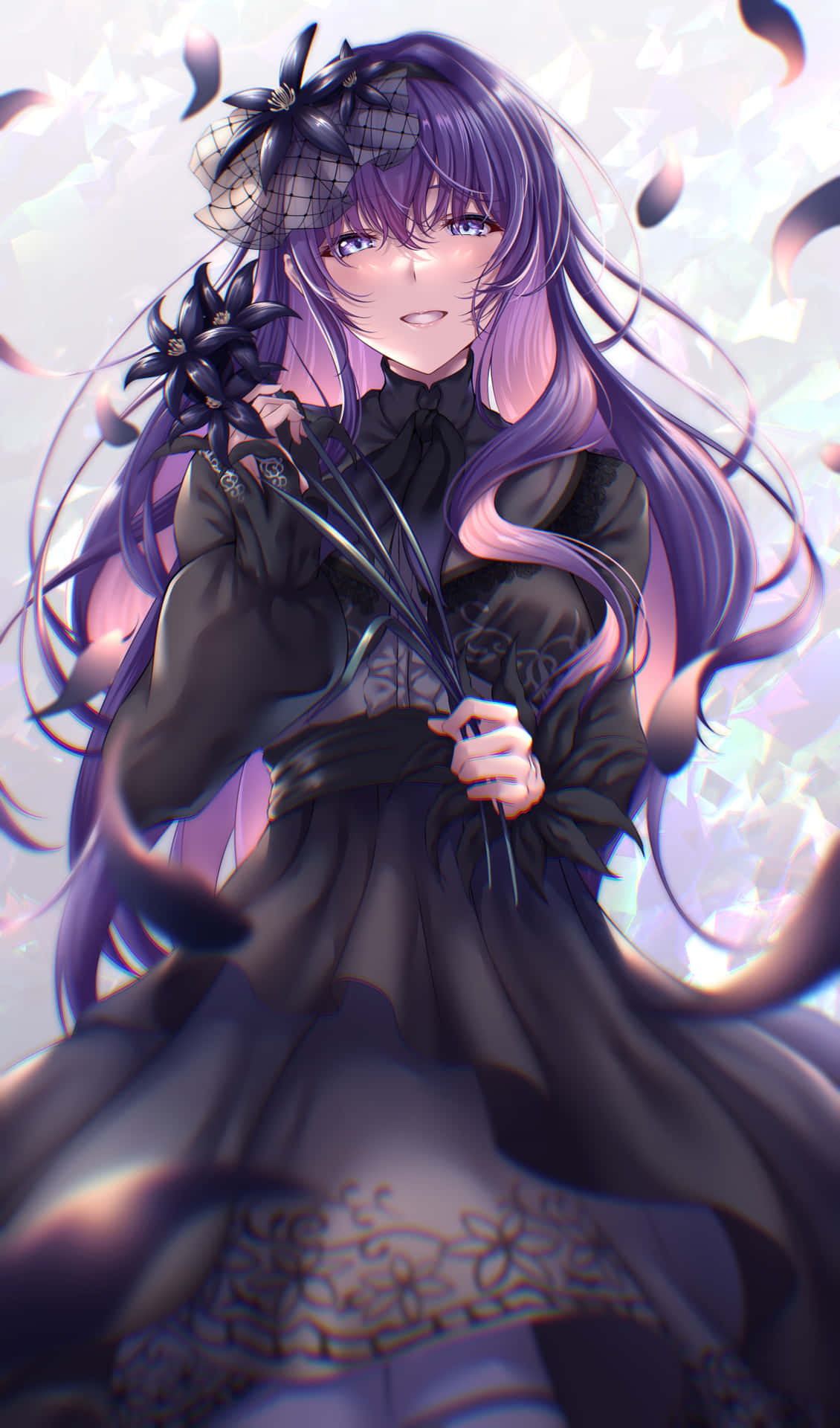 anime #girl #animegirl #roses #demons #girlflower - Anime Character With  Flowers, HD Png Download , Transparent Png Image - PNGitem