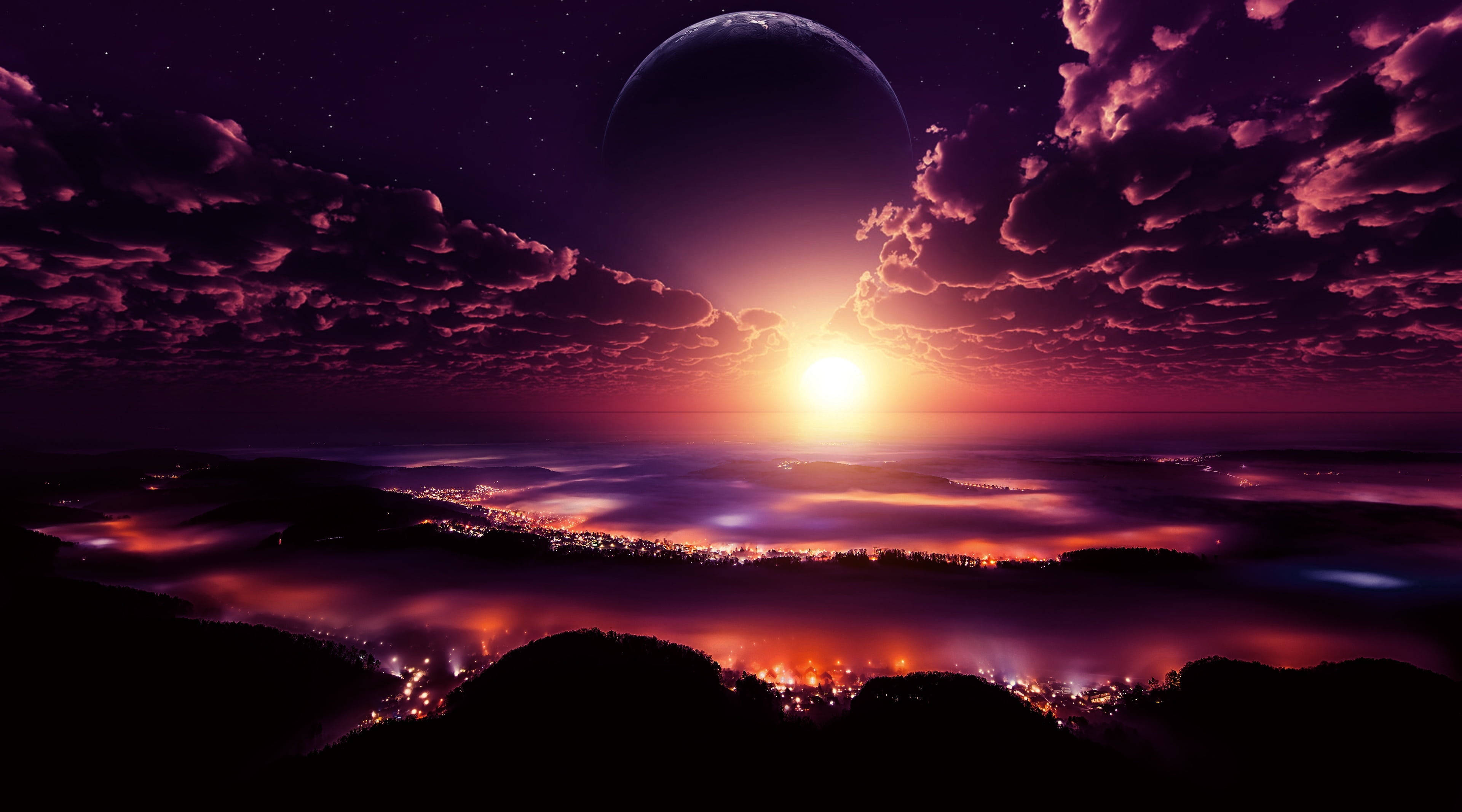 Anime Planet Over The Sunset Wallpaper