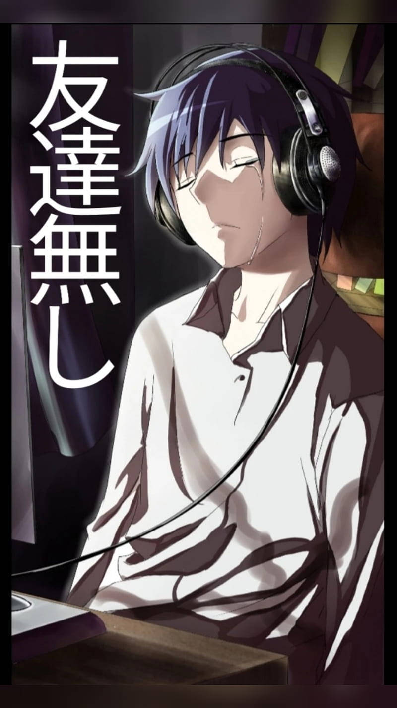 Anime Profile Boy Headphone Wallpaper