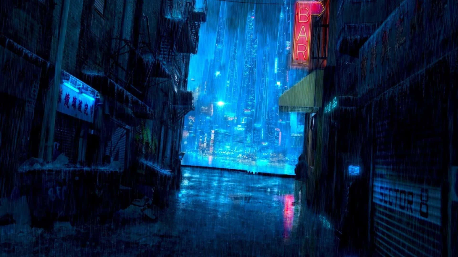 Download Anime Rain City View Background  Wallpaperscom