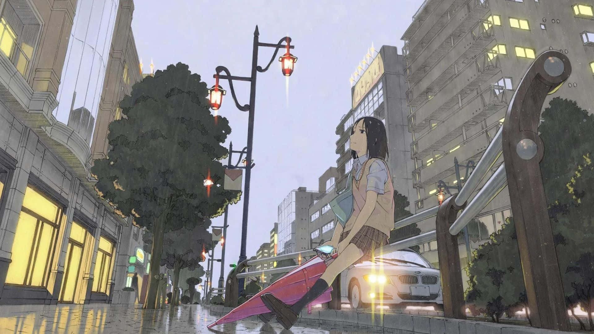Rain anime girls sunlight umbrella cityscape trees artwork HD  wallpaper  Wallpaperbetter