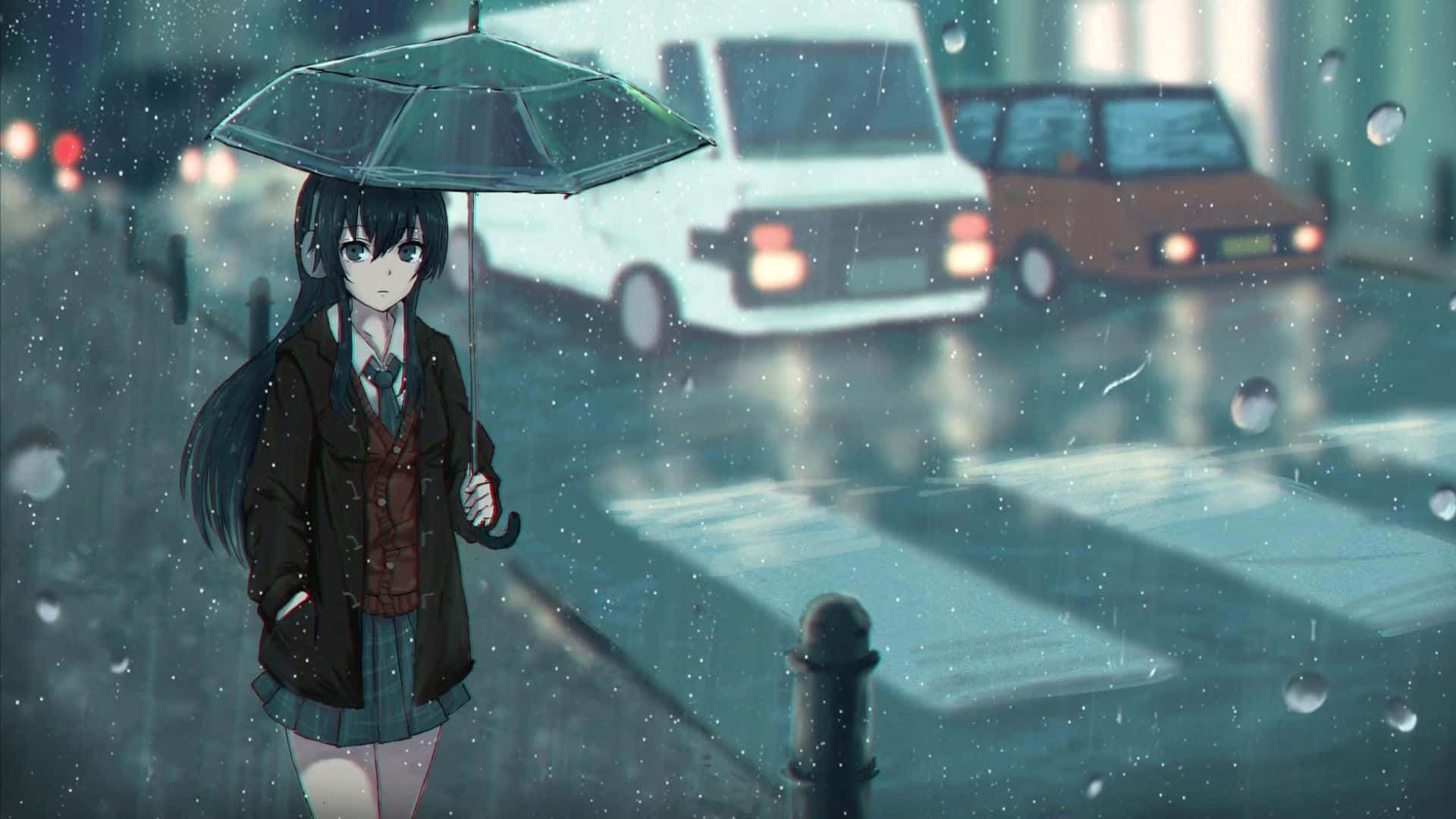A Girl Is Holding An Umbrella