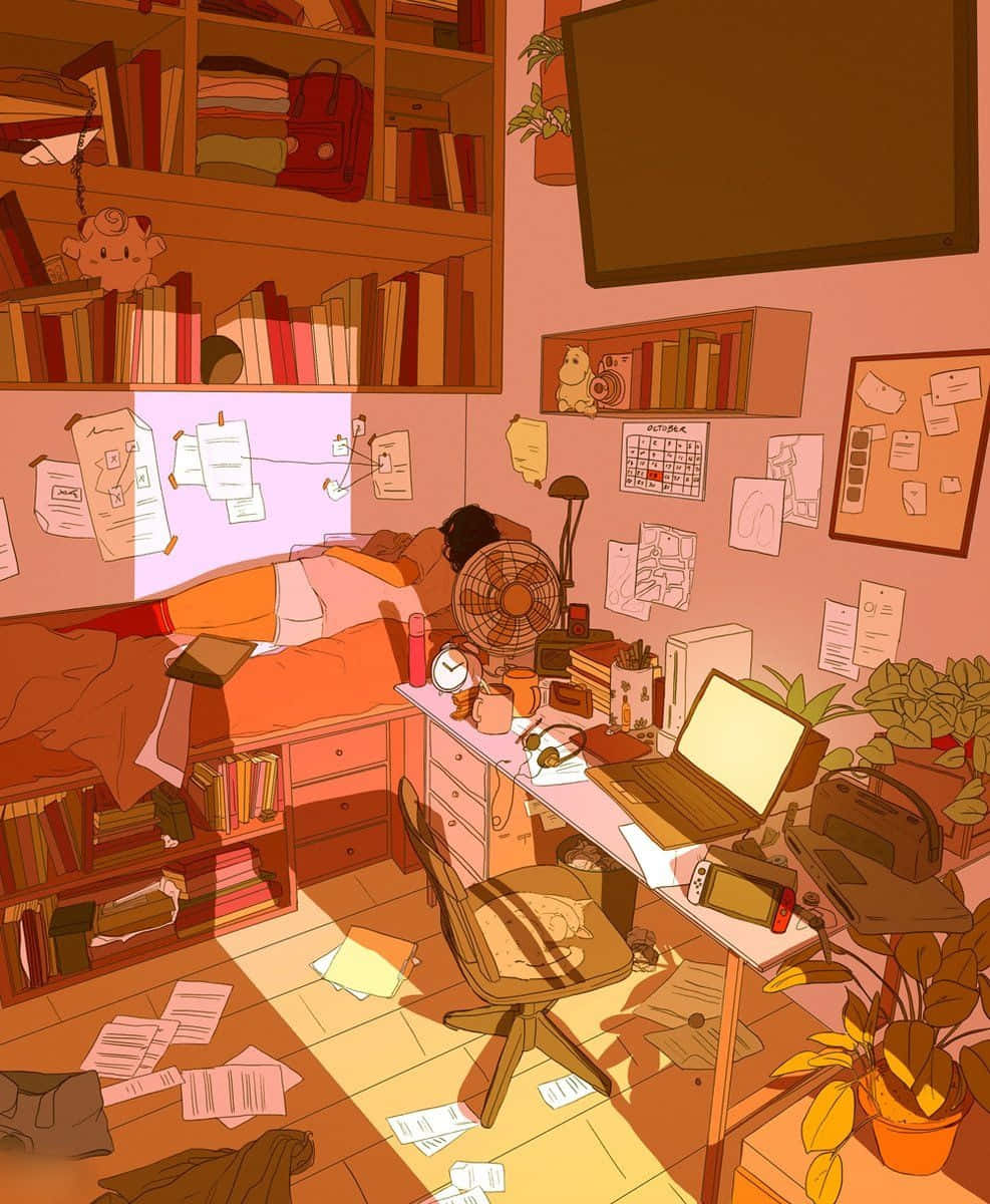 Anime girls with computer in a room drawing 1236311 Vector Art at Vecteezy