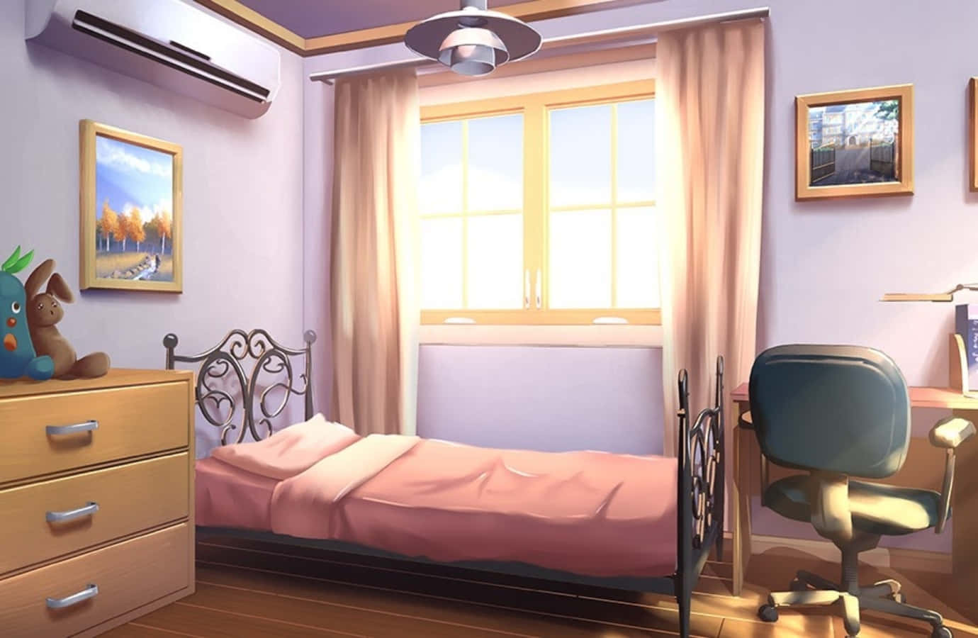 Farverig,komfortabel Og Afslappende - En Anime Værelsesudgave