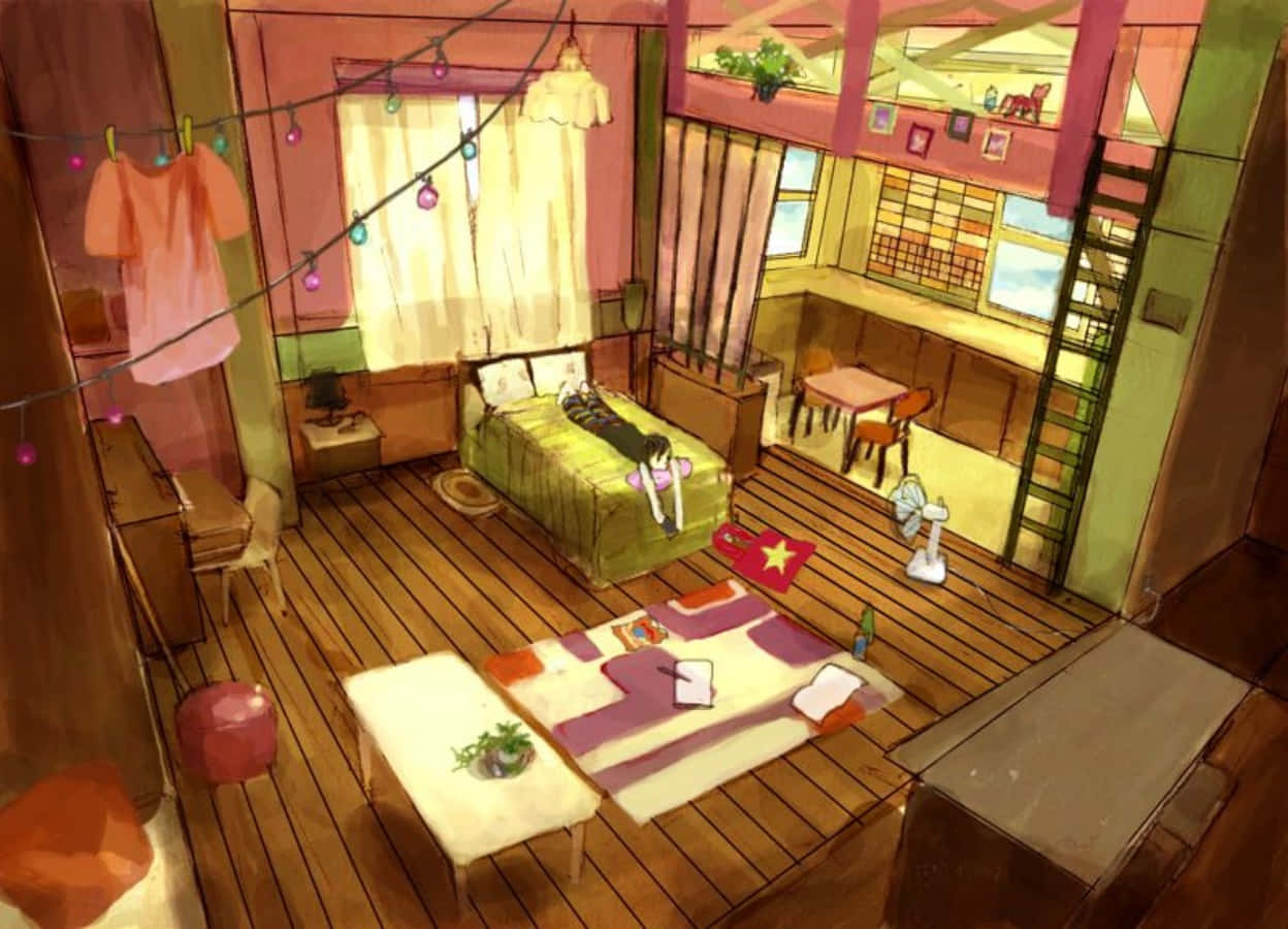 Låtdin Fantasi Ta Fart I Detta Perfekta Anime-rum.
