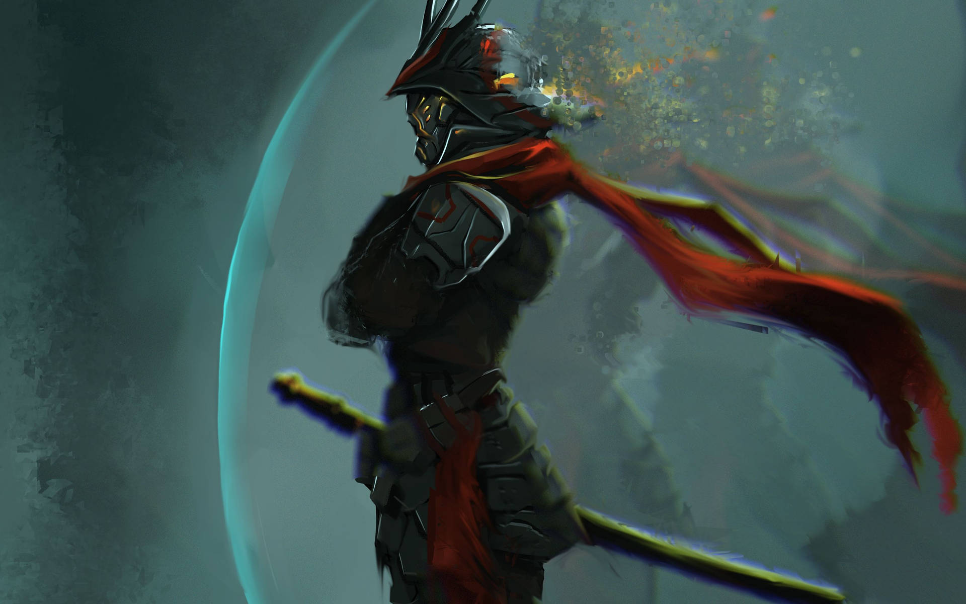 Image  “Warrior’s Honor: Samurai Prepares for Battle” Wallpaper