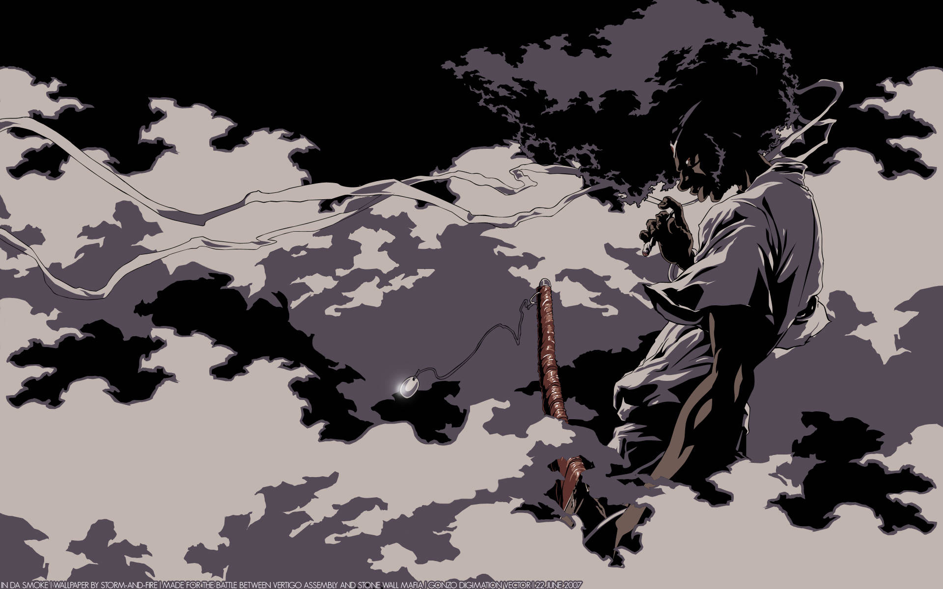 En heltig anime samurai står klar til kamp. Wallpaper