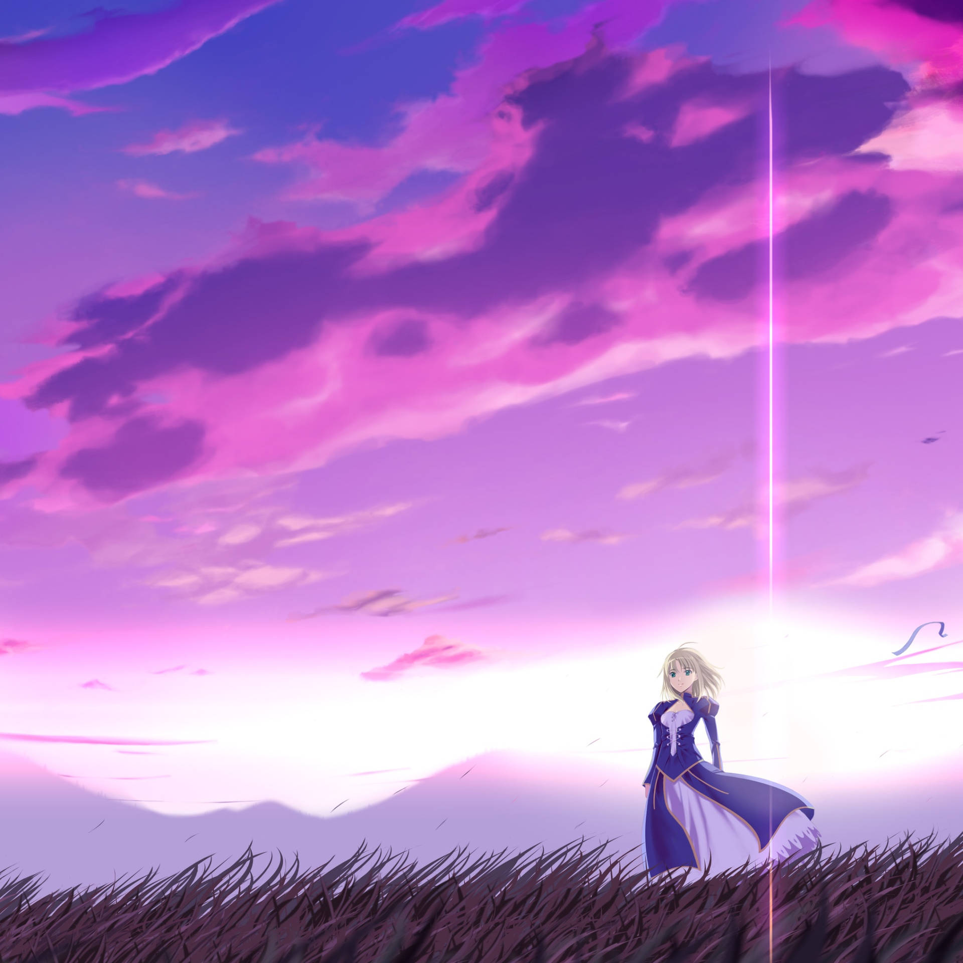 "Take a soothing journey through a beautiful anime-inspired landscape" Wallpaper