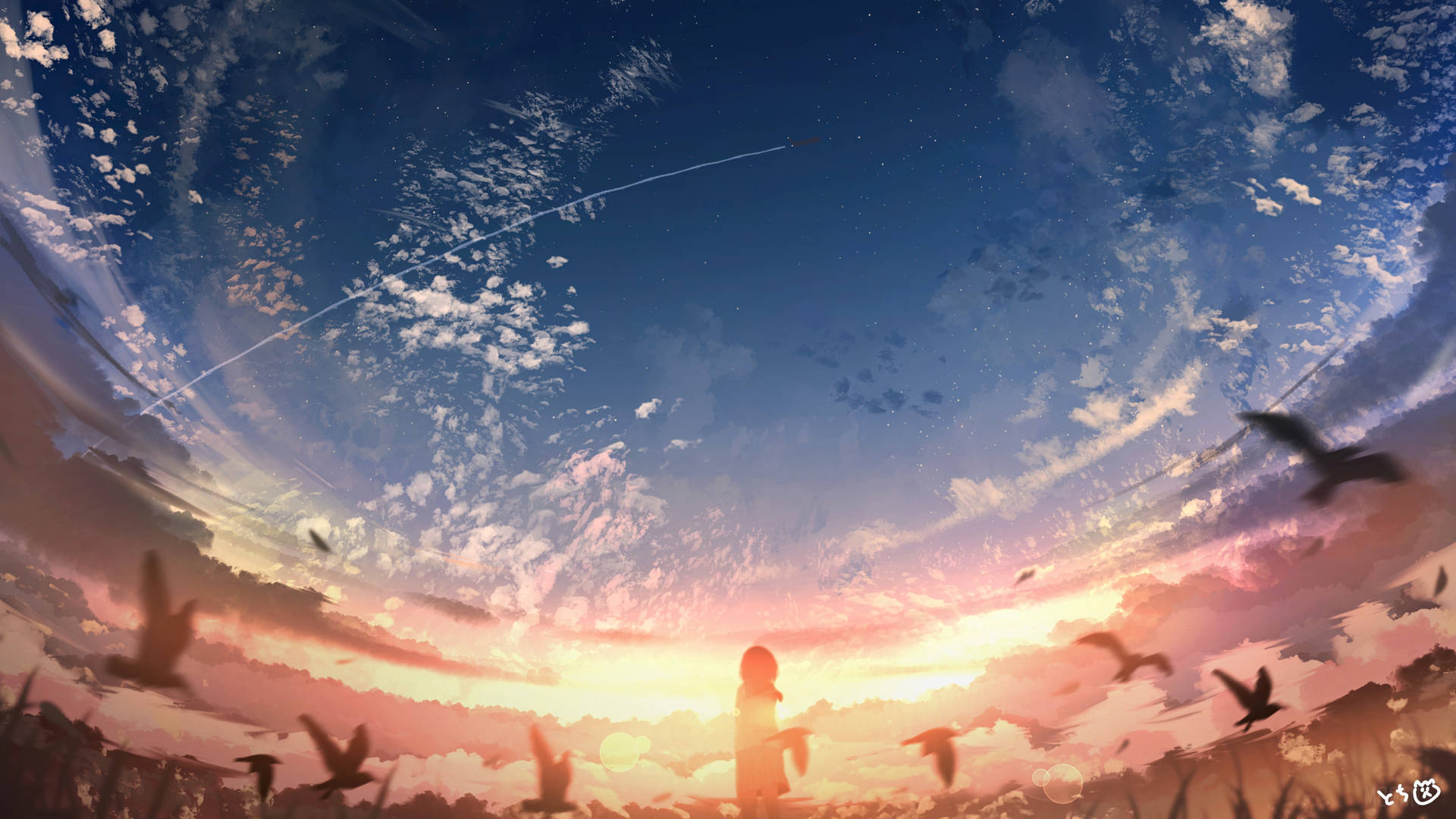 Escenariosde Anime En 4k Con Pájaros Fondo de pantalla