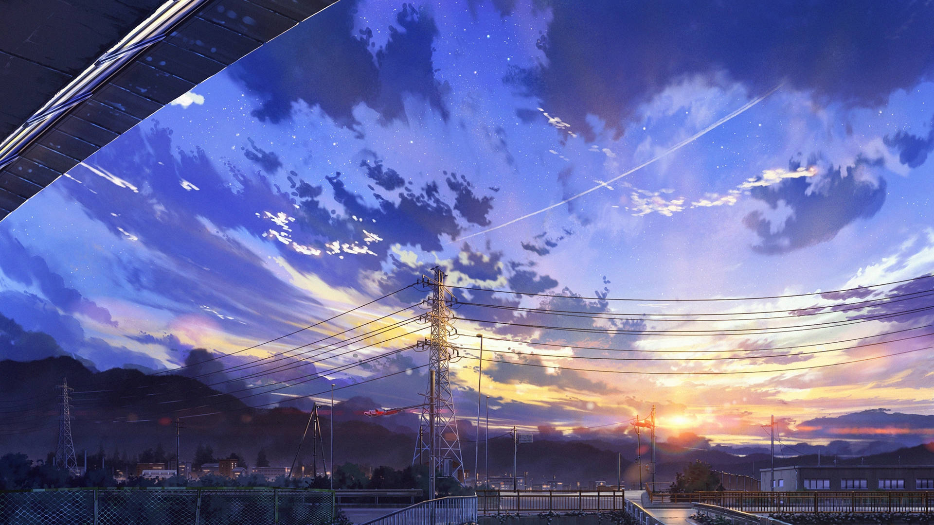 Nyd den rolige skønhed af dette idylliske anime landskab. Wallpaper