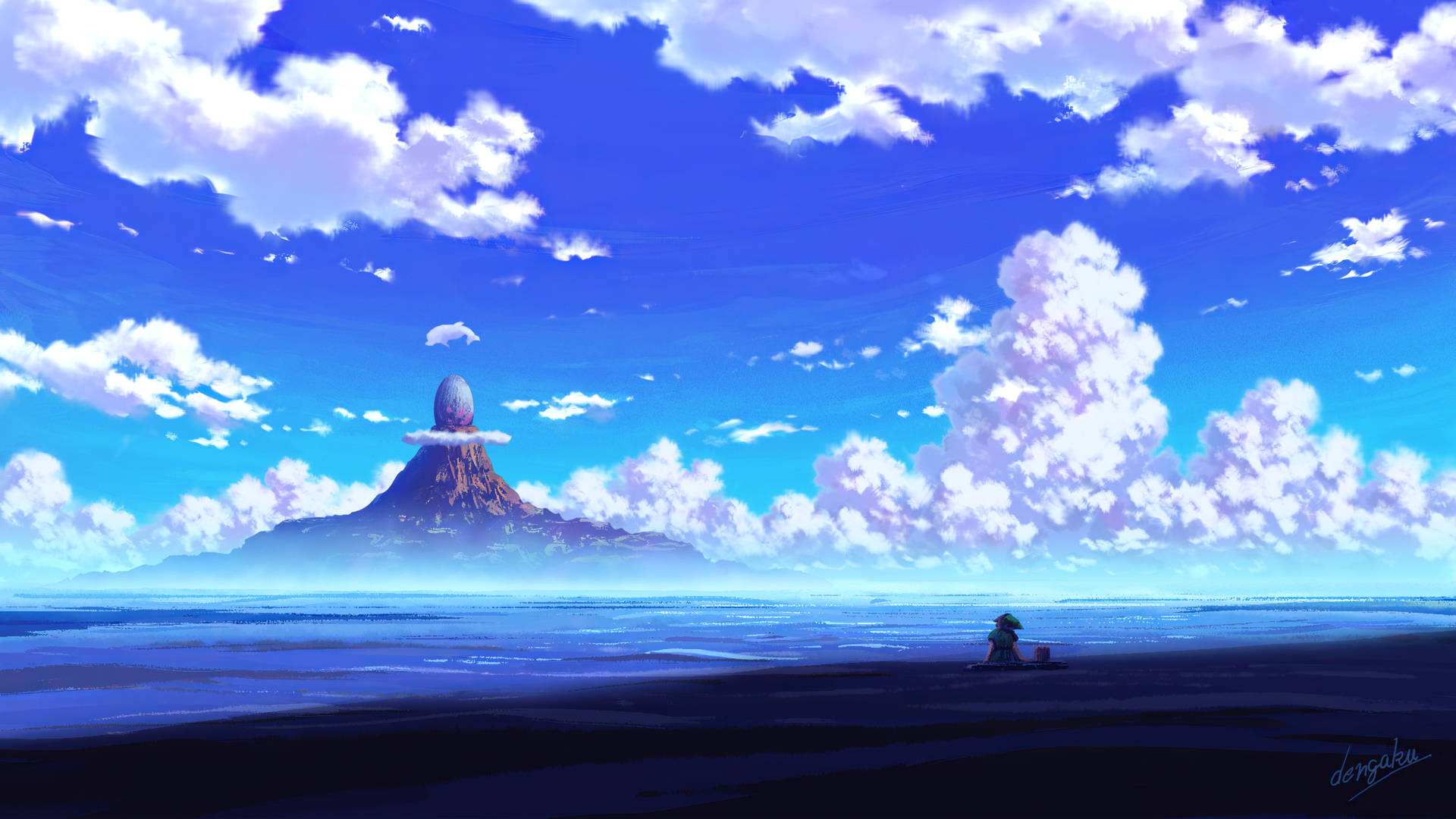 Admire the beautiful anime-inspired 4K landscape. Wallpaper