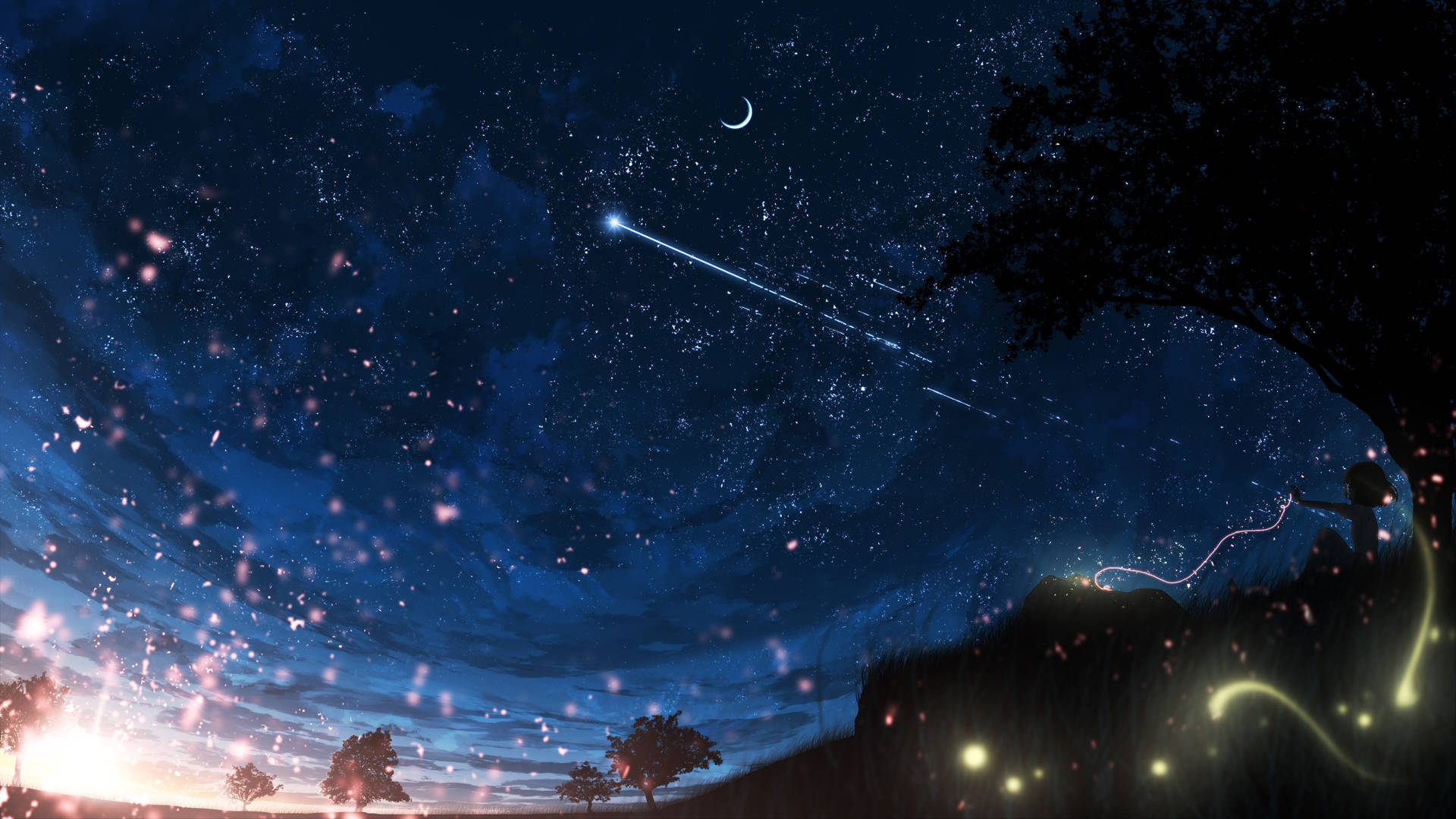 Svæv gennem rige 4K Anime-landskaber Wallpaper