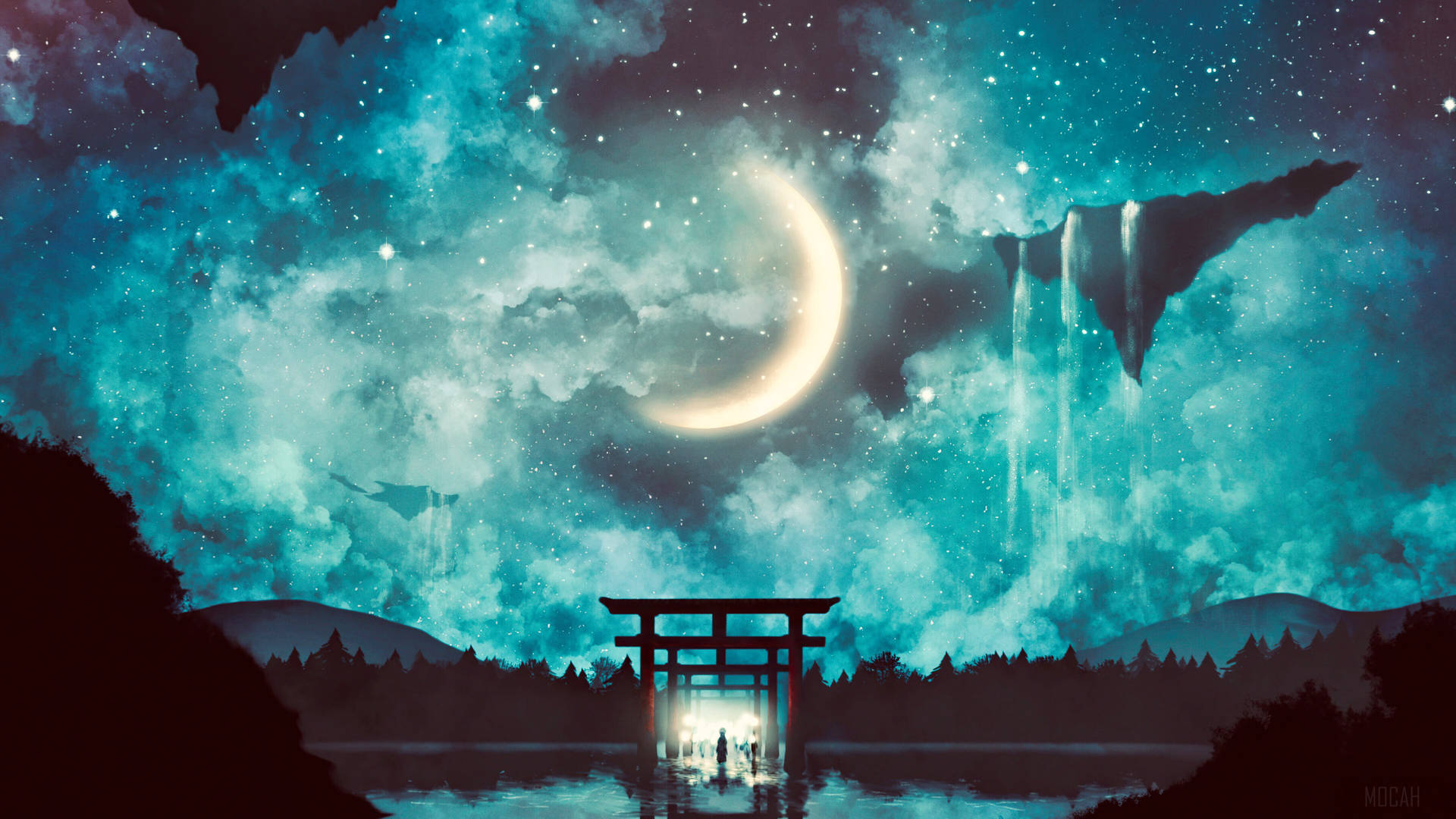 A beautiful landscape of an anime world Wallpaper